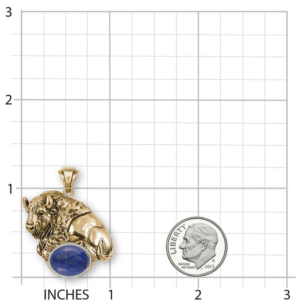 Bison Pendant 14k Gold Vermeil Handmade Buffalo Jewelry  BI12-PLAVM
