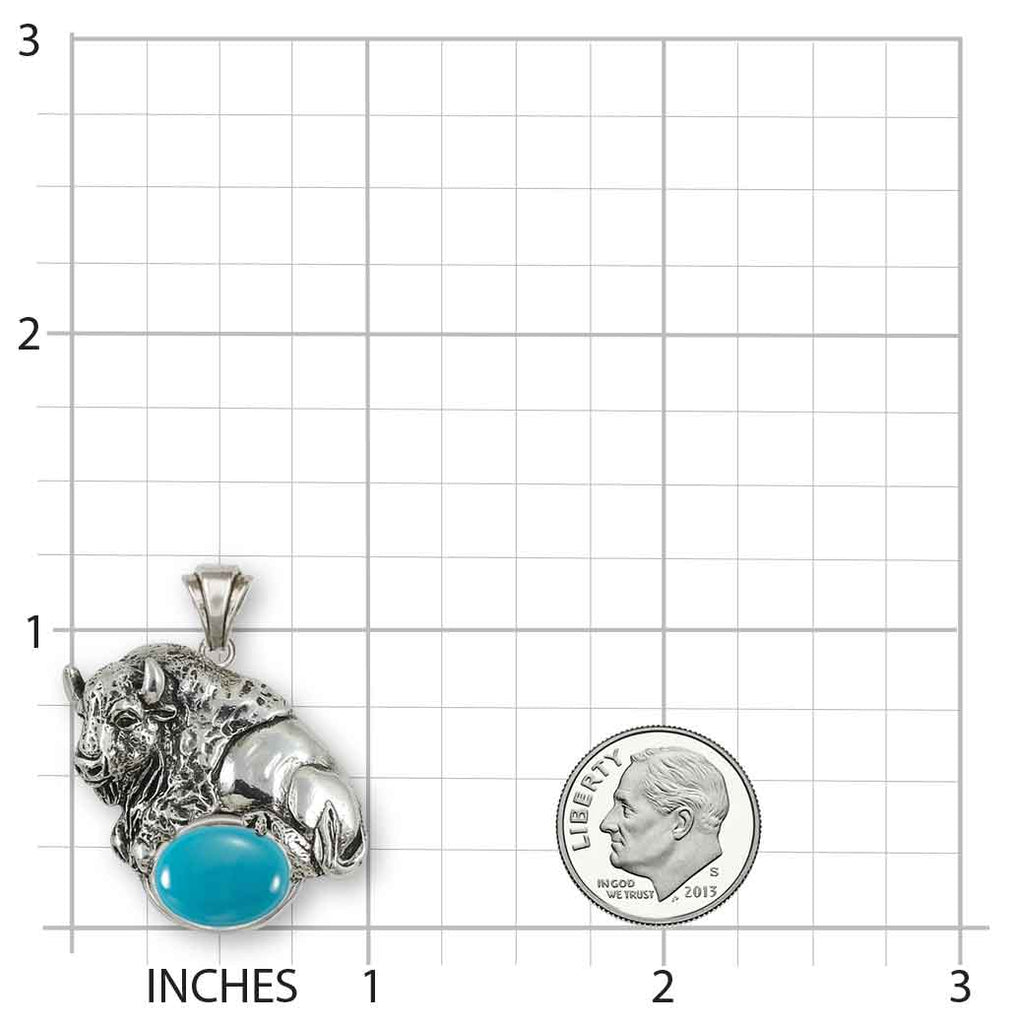 Bison Pendant Sterling Silver Handmade Buffalo Jewelry  BI12-PTQ