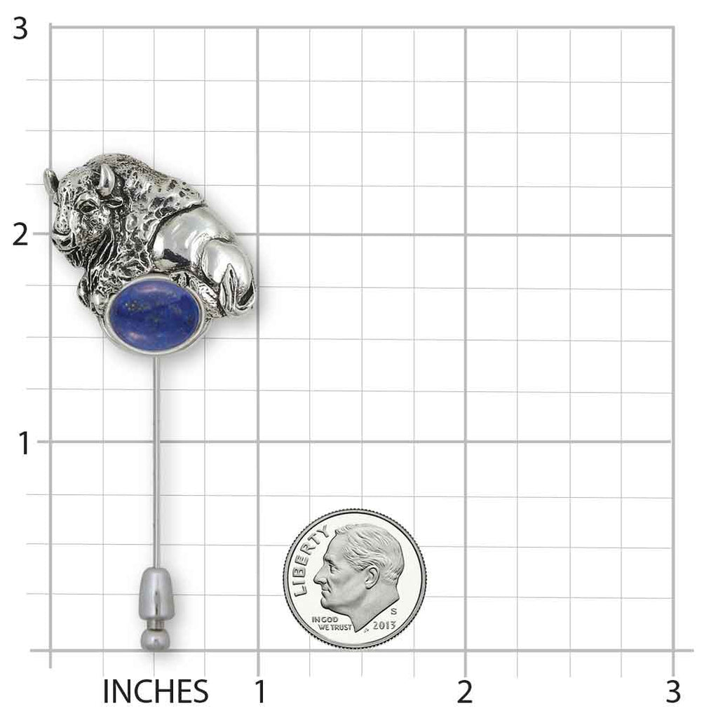 Bison Brooch Pin Sterling Silver And Stainless Steel Handmade Buffalo Jewelry  BI12-STPLA
