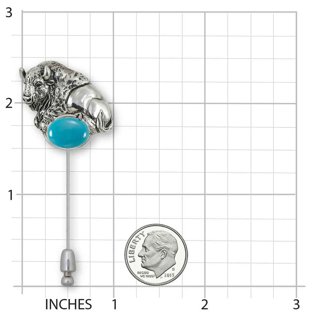 Bison Brooch Pin Sterling Silver And Stainless Steel Handmade Buffalo Jewelry  BI12-STPTQ