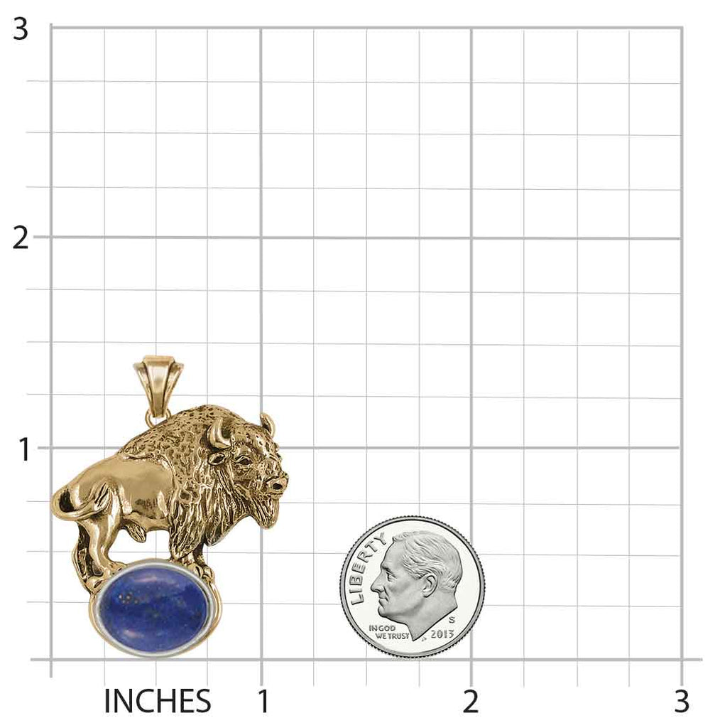 Bison Pendant 14k Gold Vermeil Handmade Buffalo Jewelry  BIS3-LAPVM