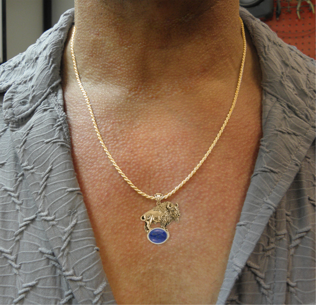 Bison Pendant 14k Gold Vermeil Handmade Buffalo Jewelry  BIS3-LAPVM
