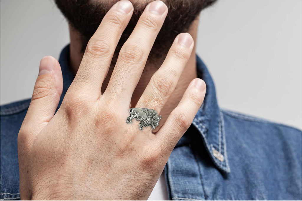 Bison Ring Sterling Silver Handmade Buffalo Jewelry  BIS3-R