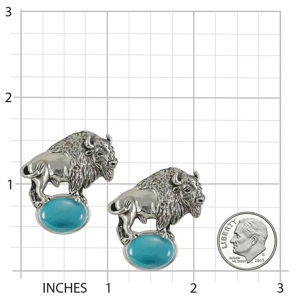 Bison Cufflinks Sterling Silver Handmade Buffalo Jewelry  BIS3-TQCL