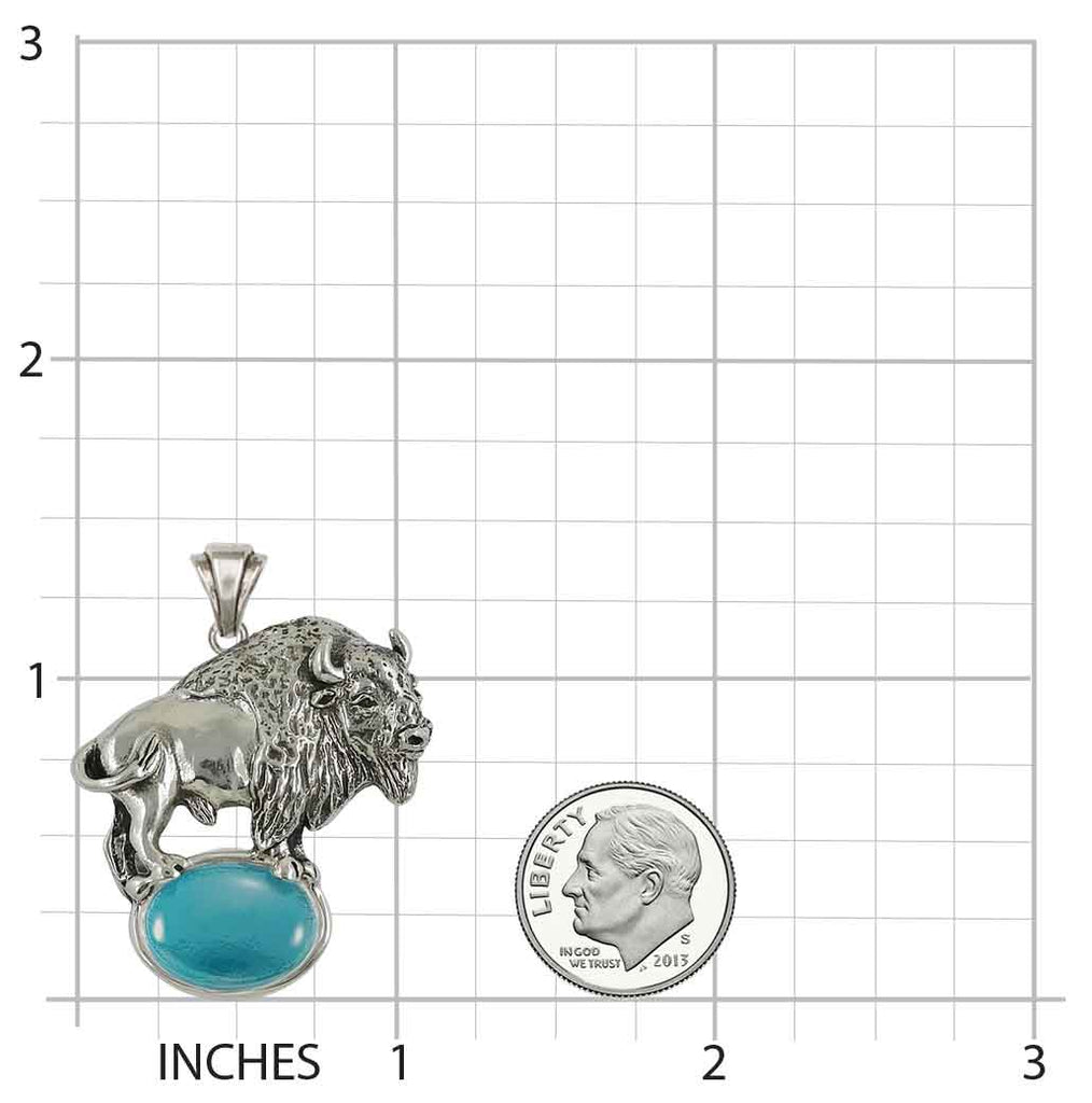 Bison Pendant Sterling Silver Handmade Buffalo Jewelry  BIS3-TQP