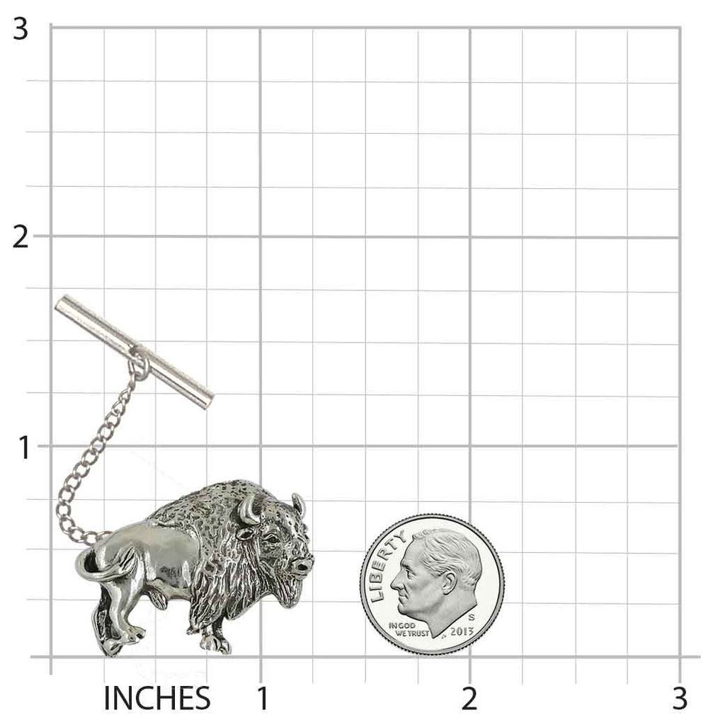 Bison Tie Tack Sterling Silver Handmade Buffalo Jewelry  BIS3-TT