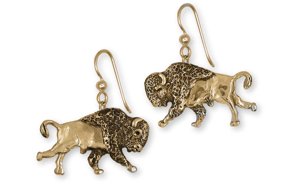 Bison Charms Bison Earrings 14k Yellow Gold Buffalo And Bison Jewelry Bison jewelry