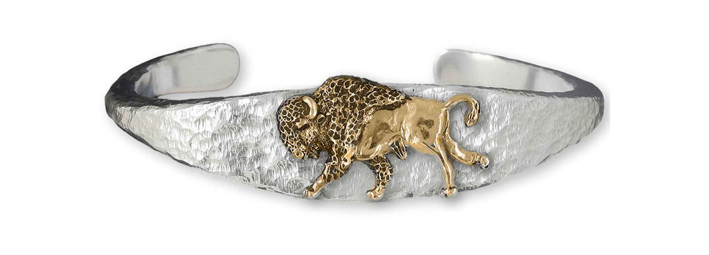 Bison Charms Bison Mans Cuff Sterling Silver And Yellow Bronze Buffalo And Bison Jewelry Bison jewelry