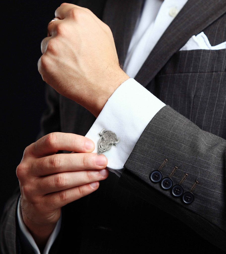 Buffalo Cufflinks Jewelry Sterling Silver Handmade Bison Cufflinks BUF5-CL