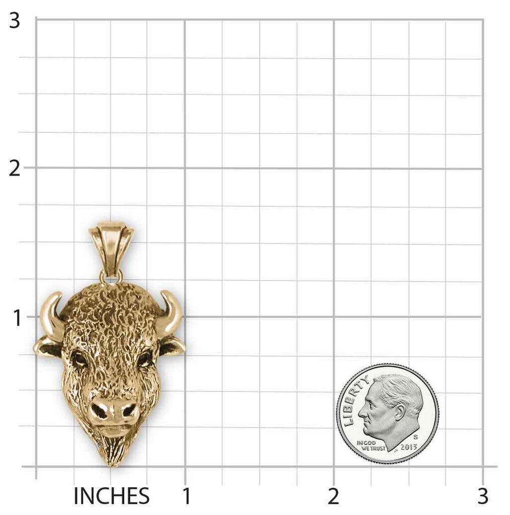 Buffalo Pendant Jewelry 14k Gold Vermeil Handmade Bison Pendant BUF5-PVM