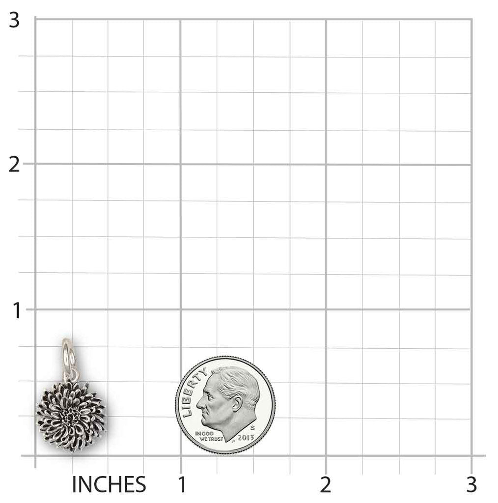 Chrysanthemum Charm Jewelry Sterling Silver Handmade Flower Charm CRY2X-C