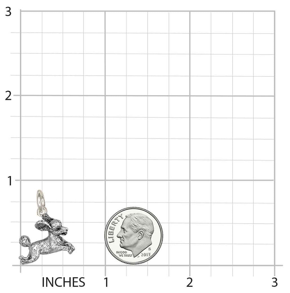 Poodle Jewelry Sterling Silver Handmade Poodle Charm  PD232X-C