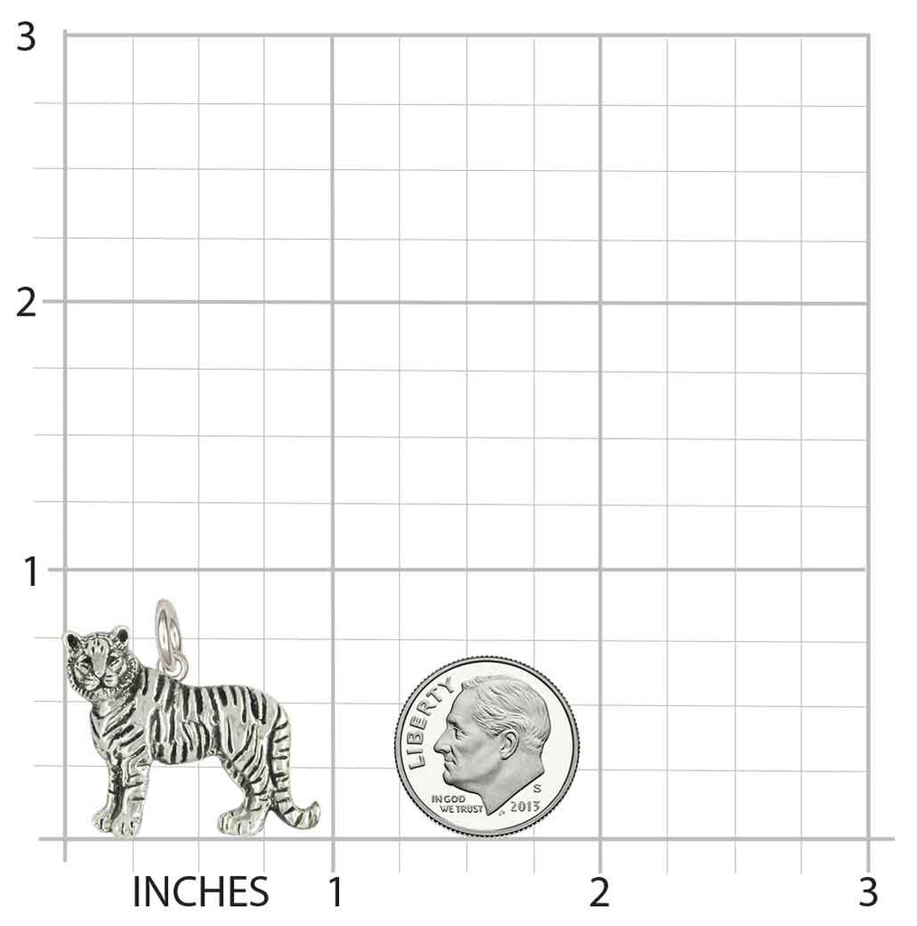 Tiger Jewelry Sterling Silver Handmade Tiger Charm  TIG1H-C