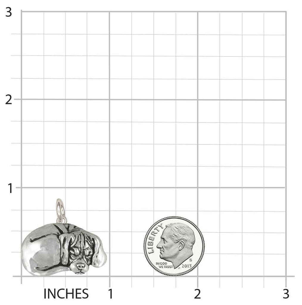Napping Puggle Charm Jewelry Sterling Silver Napping Puggle Dog Charm PGL6-C