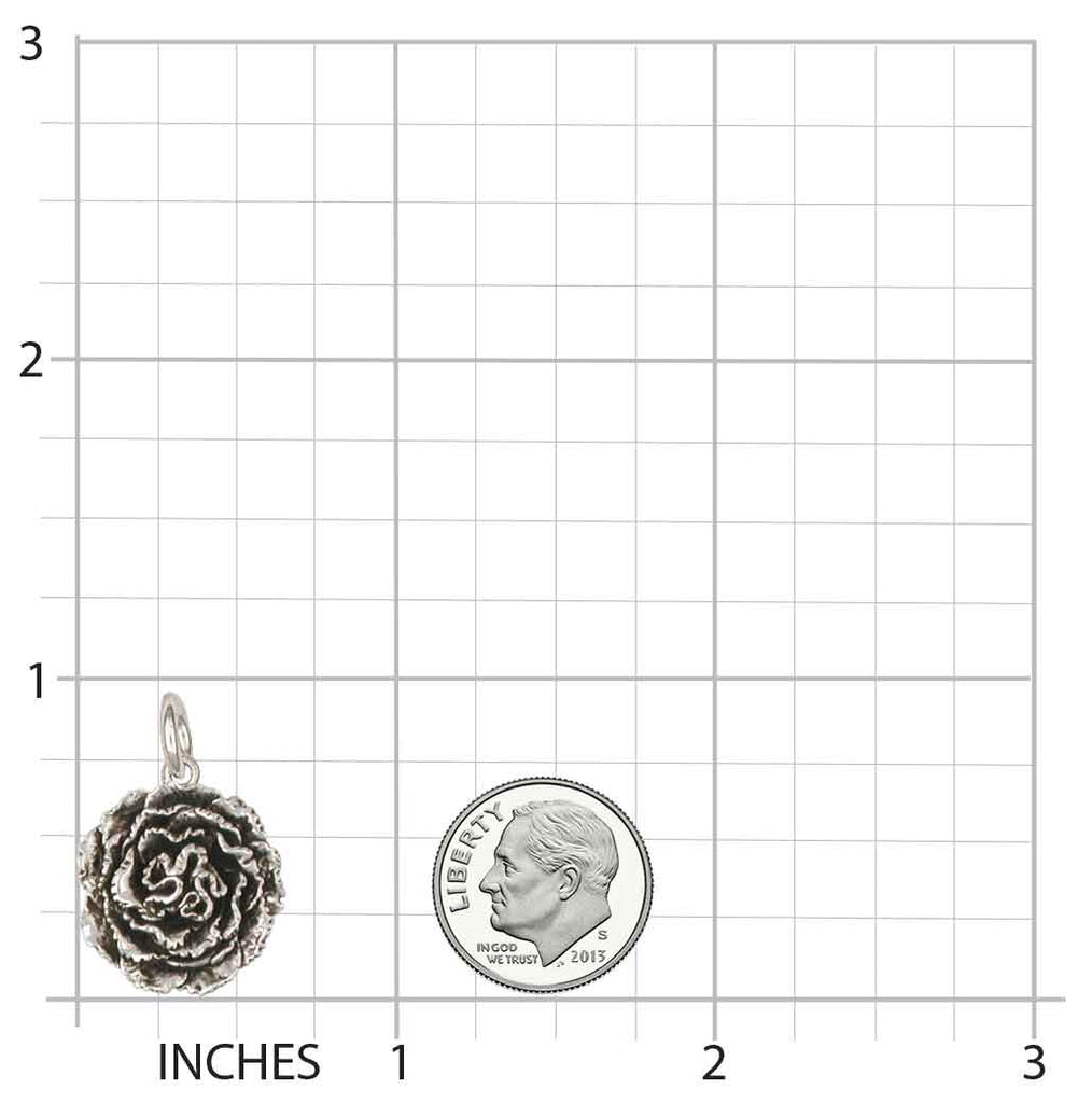 Carnation Charm Jewelry Sterling Silver Handmade Flower Charm CN2-C