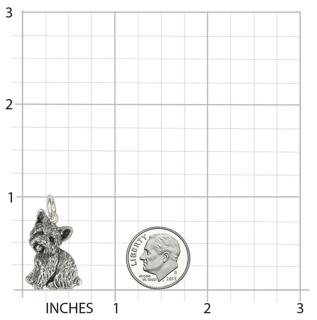 Yorkie Charm Jewelry Sterling Silver Handmade Dog Charm YK341X-C