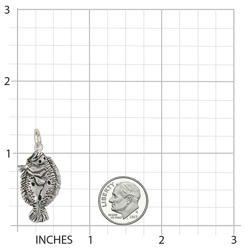 Flounder Charm Jewelry Sterling Silver Handmade Fish Charm FE1-C