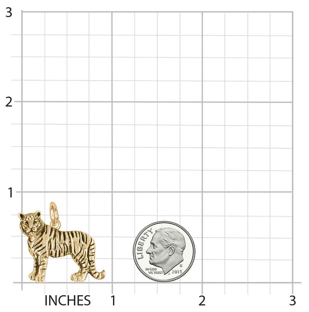 Tiger Jewelry 14k Yellow Gold Handmade Tiger Charm  TIG1-CG