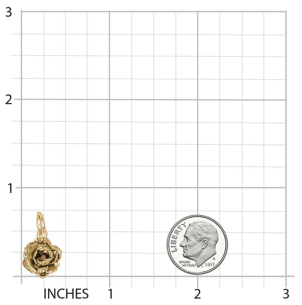 Peony Charm 14k Yellow Gold Vermeil  Handmade Peony Flower Jewelry  PNY3-CVM