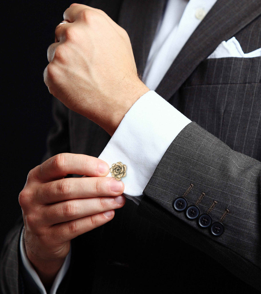 Gardenia Jewelry 14k Gold Handmade Gardenia Cufflinks  GAR2-CLG