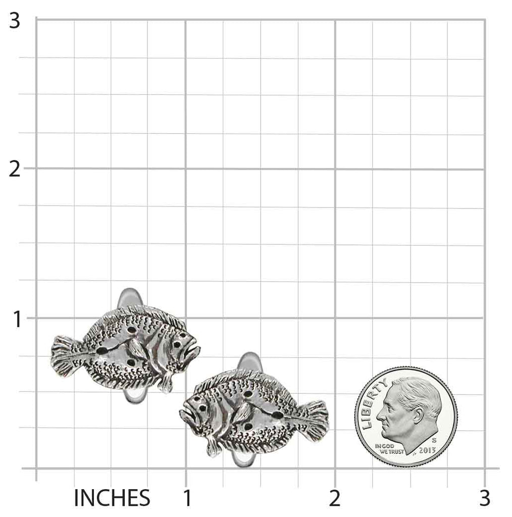 Flounder Cufflinks Jewelry Sterling Silver Handmade Fish Cufflinks FE1-CL