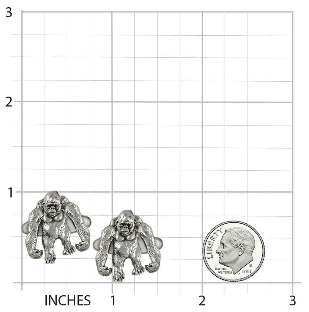 Gorilla Jewelry Sterling Silver Handmade Gorilla Cufflinks  GO32X-CL