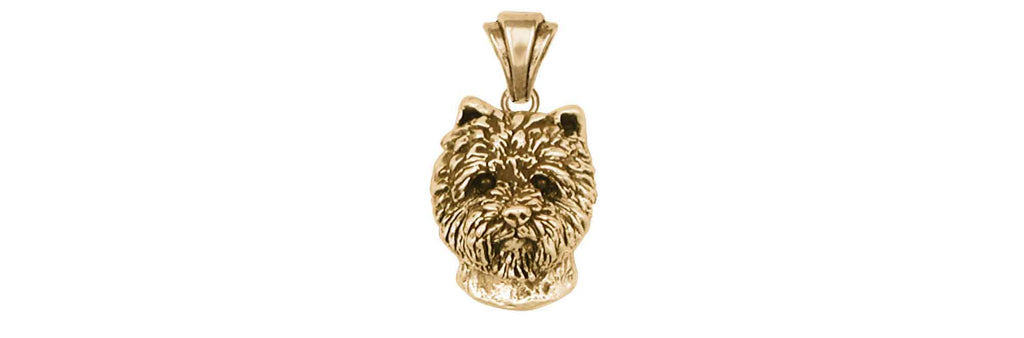 Cairn Terrier Pendant Jewelry 14K Yellow Gold Vermeil Handmade Dog Pendant CNWT2-PVM