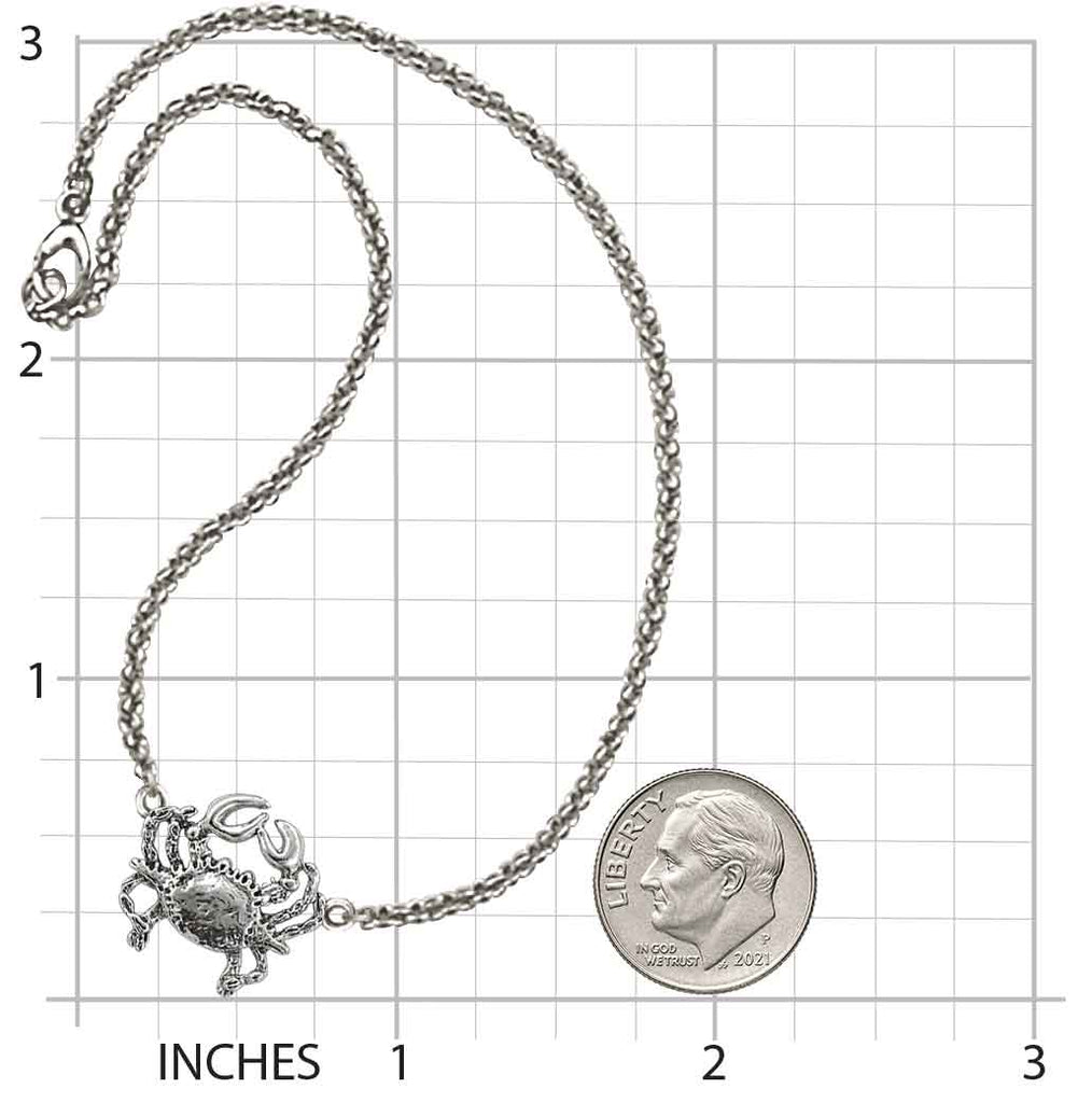Crab Ankle Bracelet Sterling Silver Handmade Crab Anklet Custom Size Beach Jewelry CRB3-A