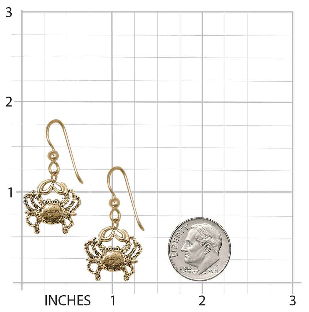 Crab Earrings 14K Gold Vermeil, Handmade Crab Jewelry, Ocean Sea Life Earrings, Nautical Beach Crab Earrings CRB3-EVM