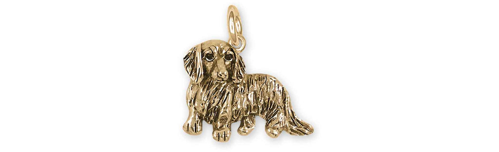 Dachshund Charms Dachshund Charm Yellow Bronze Long Hair Dachshund Jewelry Dachshund jewelry