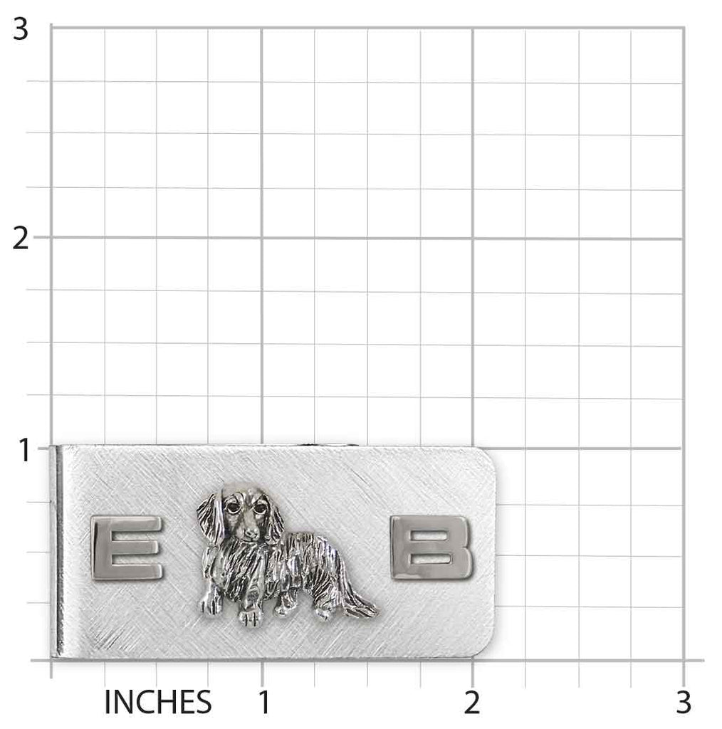 Dachshund Money Clip Sterling Silver And Stainless Steel Handmade Long Hair Dachshund Jewelry  DA17-MC