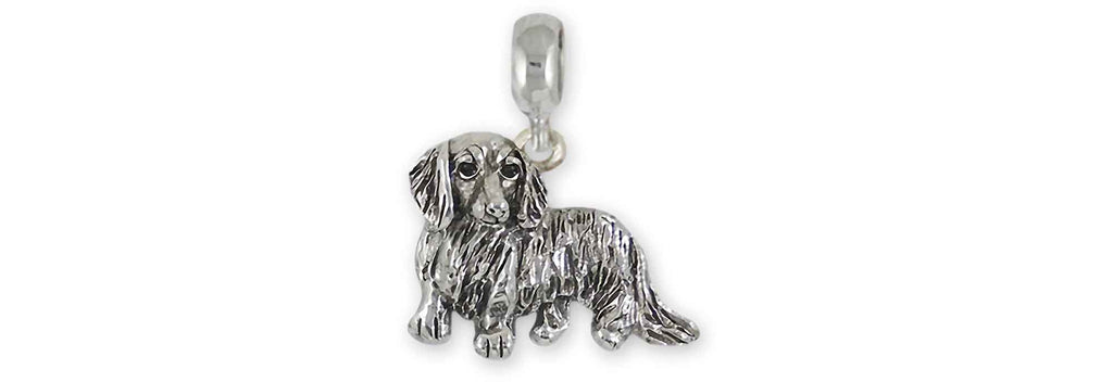 Dachshund Charms Dachshund Charm Slide Sterling Silver Long Hair Dachshund Jewelry Dachshund jewelry