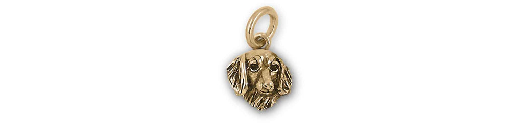 Dachshund Charms Dachshund Charm Yellow Bronze Long Hair Dachshund Jewelry Dachshund jewelry