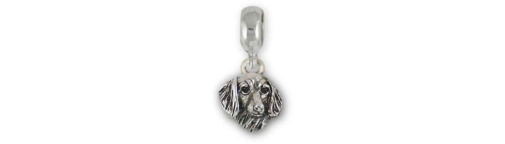 Dachshund Charms Dachshund Charm Slide Sterling Silver Long Hair Dachshund Jewelry Dachshund jewelry