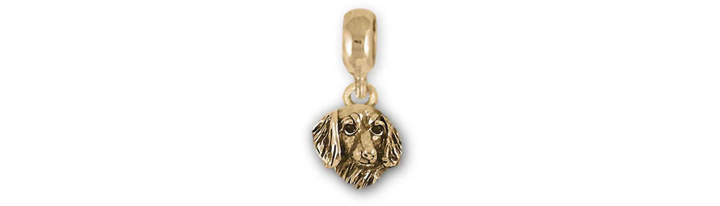 Dachshund Charms Dachshund Charm Slide Yellow Bronze Long Hair Dachshund Jewelry Dachshund jewelry