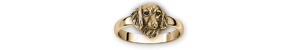 Dachshund Charms Dachshund Ring 14k Yellow Gold Long Hair Dachshund Jewelry Dachshund jewelry