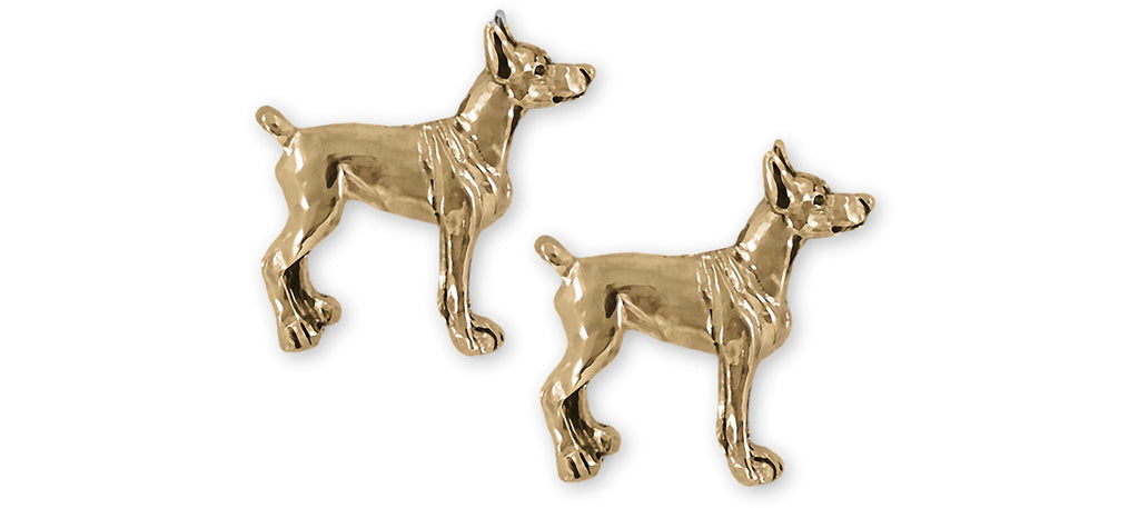 Doberman Charms Doberman Cufflinks Yellow Bronze Doberman Pinscher Dobie Jewelry Doberman jewelry