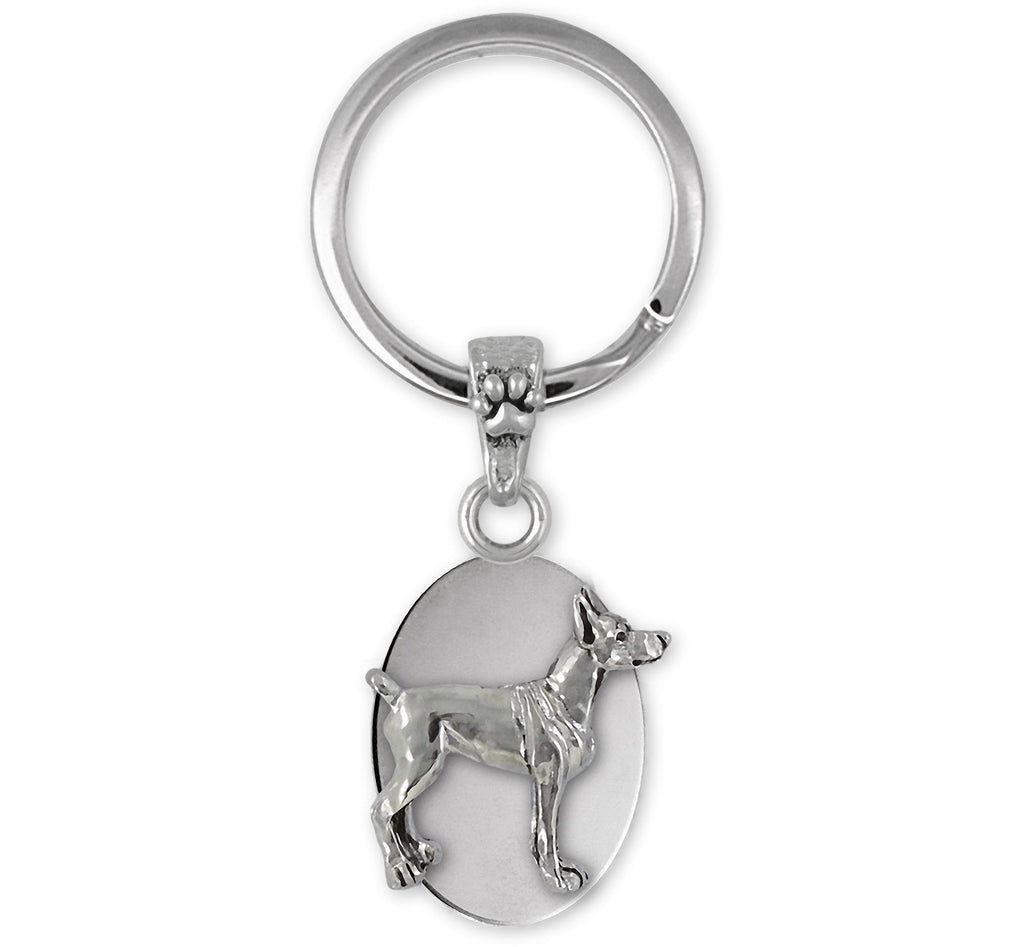 Doberman Charms Doberman Key Ring Sterling Silver Doberman Pinscher Dobie Jewelry Doberman jewelry