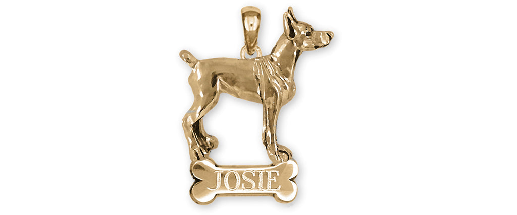 Doberman Charms Doberman Personalized Pendant 14k Yellow Gold Doberman Pinscher Dobie Jewelry Doberman jewelry