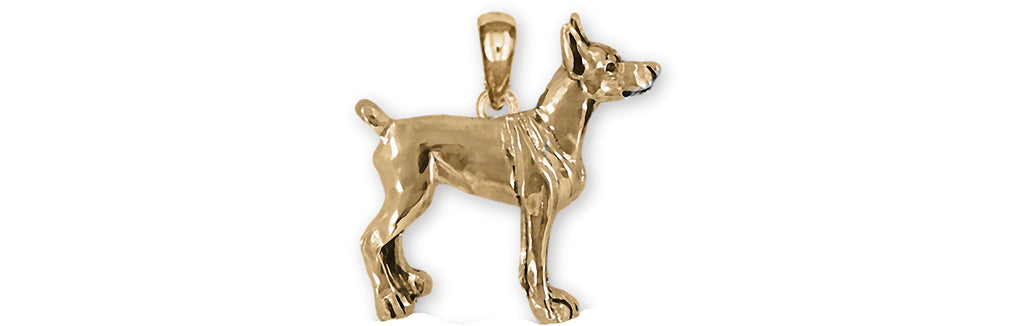 Doberman Charms Doberman Pendant 14k Yellow Gold Doberman Pinscher Dobie Jewelry Doberman jewelry