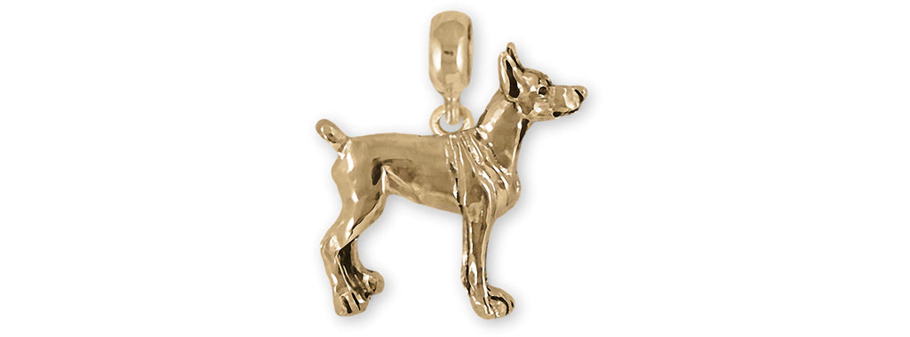 Doberman Charms Doberman Charm Slide Yellow Bronze Doberman Pinscher Dobie Jewelry Doberman jewelry