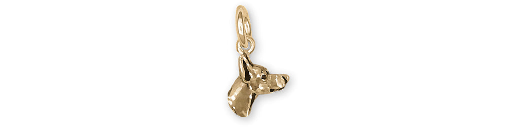 Doberman Charms Doberman Charm Yellow Bronze Doberman Pinscher Dobie Jewelry Doberman jewelry