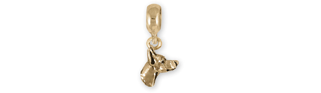 Doberman Charms Doberman Charm Slide Yellow Bronze Doberman Pinscher Dobie Jewelry Doberman jewelry