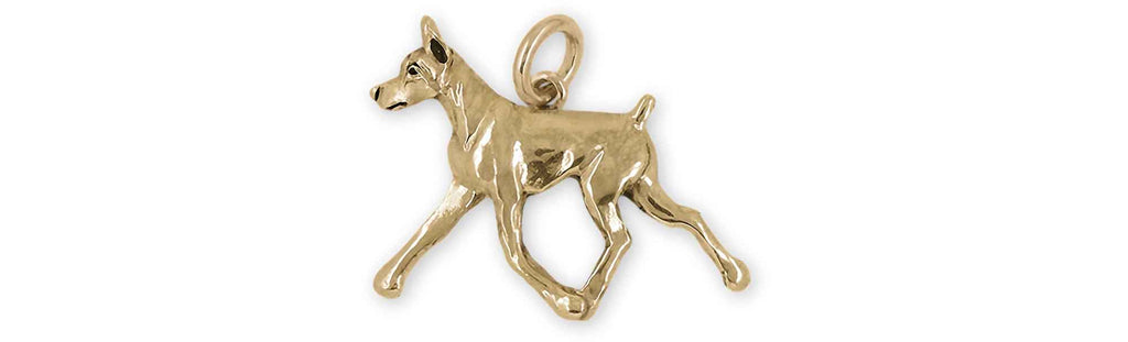 Doberman Charms Doberman Charm Yellow Bronze Doberman Pinscher Dobie Jewelry Doberman jewelry