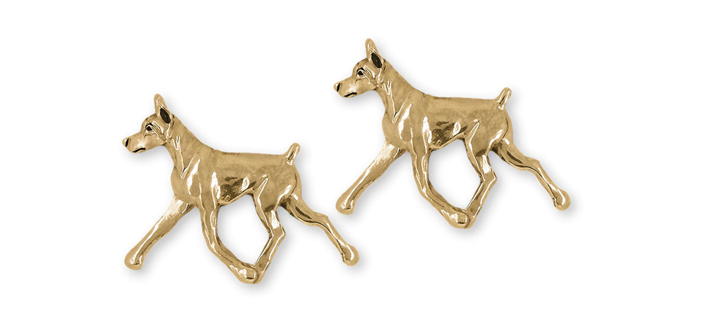 Doberman Charms Doberman Cufflinks Yellow Bronze Doberman Pinscher Dobie Jewelry Doberman jewelry