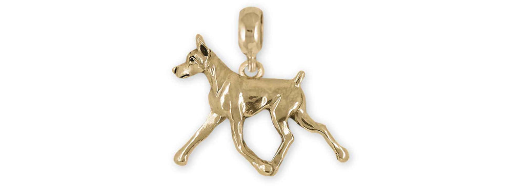 Doberman Charms Doberman Charm Slide Yellow Bronze Doberman Pinscher Dobie Jewelry Doberman jewelry