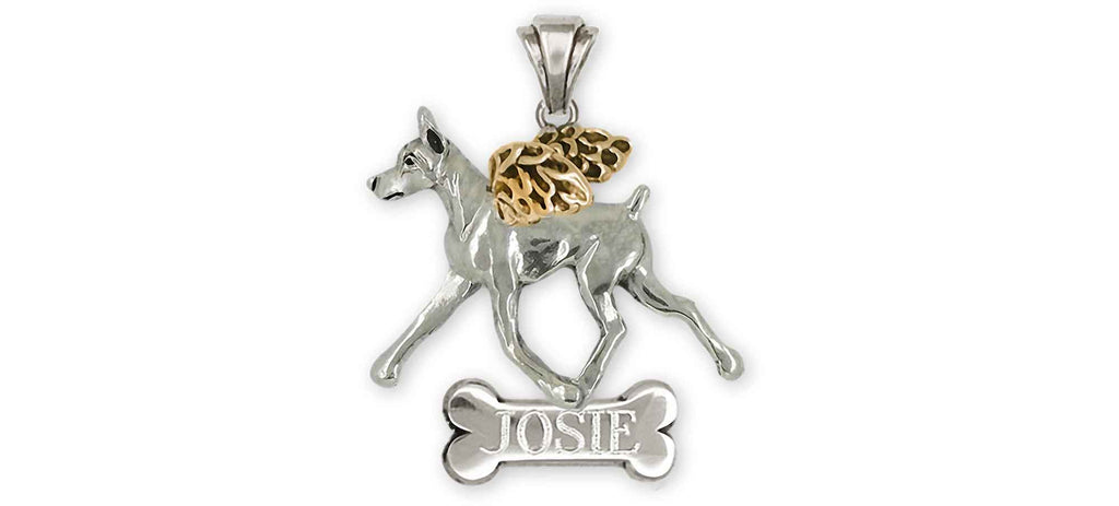 Doberman Charms Doberman Pendant Silver And 14k Gold Doberman Pinscher Dobie Jewelry Doberman jewelry