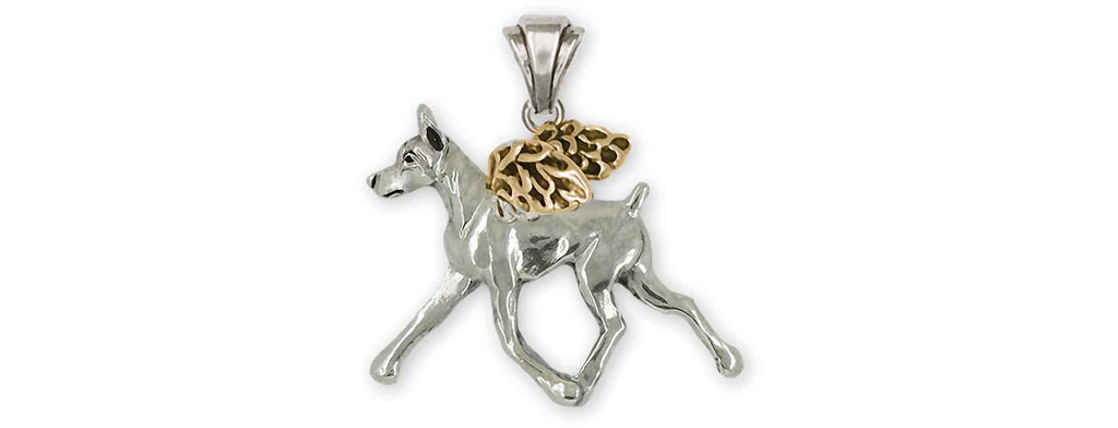 Doberman Charms Doberman Pendant Silver And 14k Gold Doberman Pinscher Dobie Jewelry Doberman jewelry