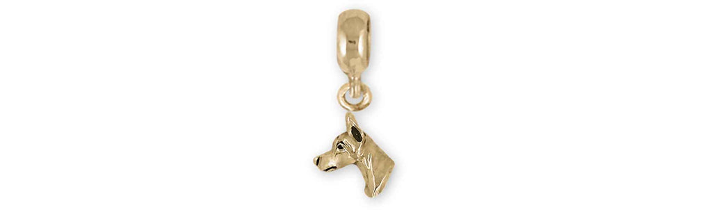 Doberman Charms Doberman Charm Slide Yellow Bronze Doberman Pinscher Dobie Jewelry Doberman jewelry