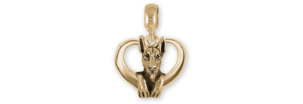 Doberman Charms Doberman Charm Slide Yellow Bronze Doberman Pinscher Jewelry Doberman jewelry